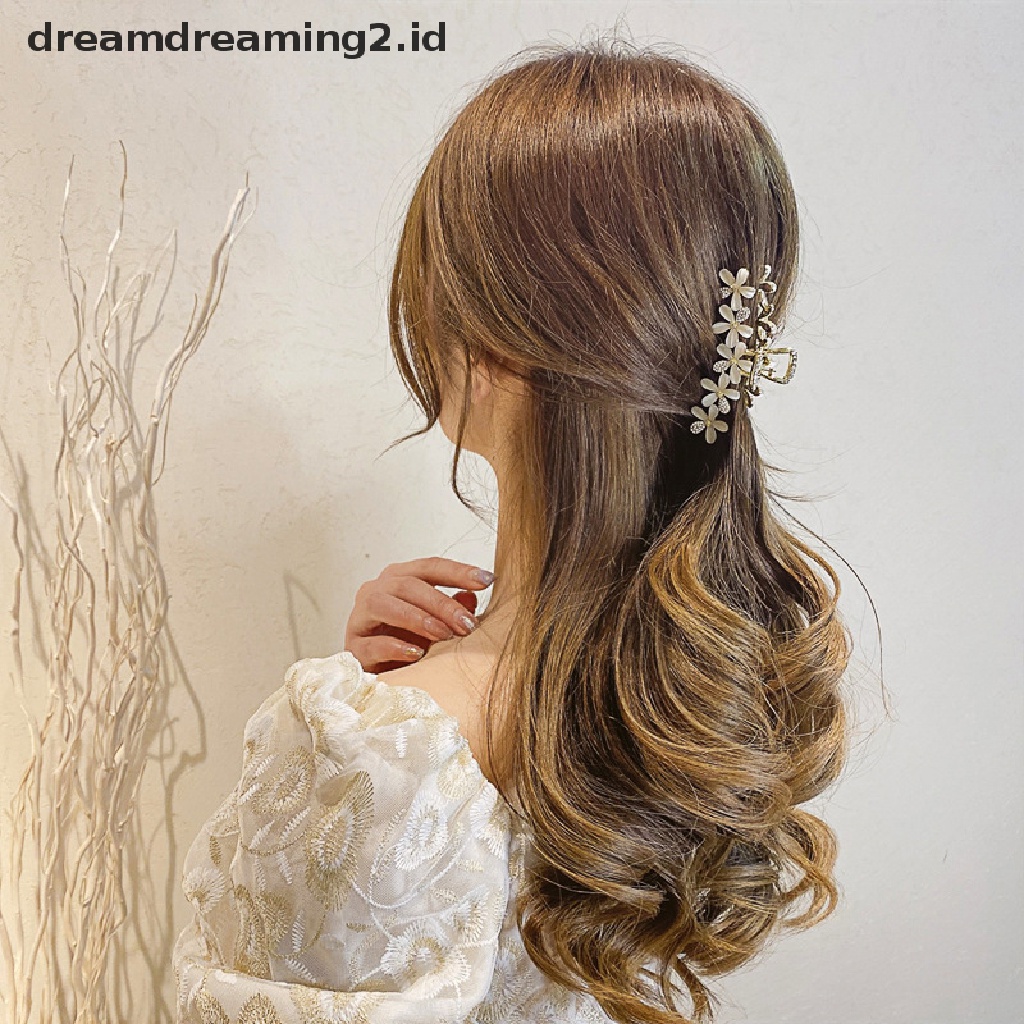 (dream) Mutiara Berlian Imitasi Jepit Rambut Fashion Bunga Hair Claw Elegan Wanita Klip Rambut Gadis Aksesoris Rambut//