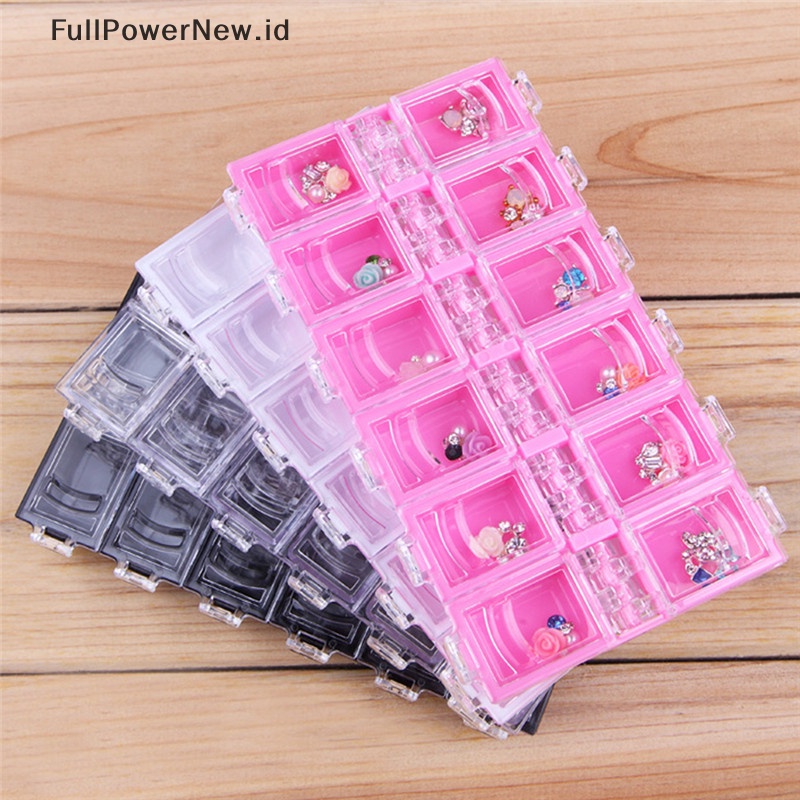 Power 12slot Kotak Penyimpanan Perhiasan Alat Nail Art Plastik Case Organizer Beads Jewelry ID