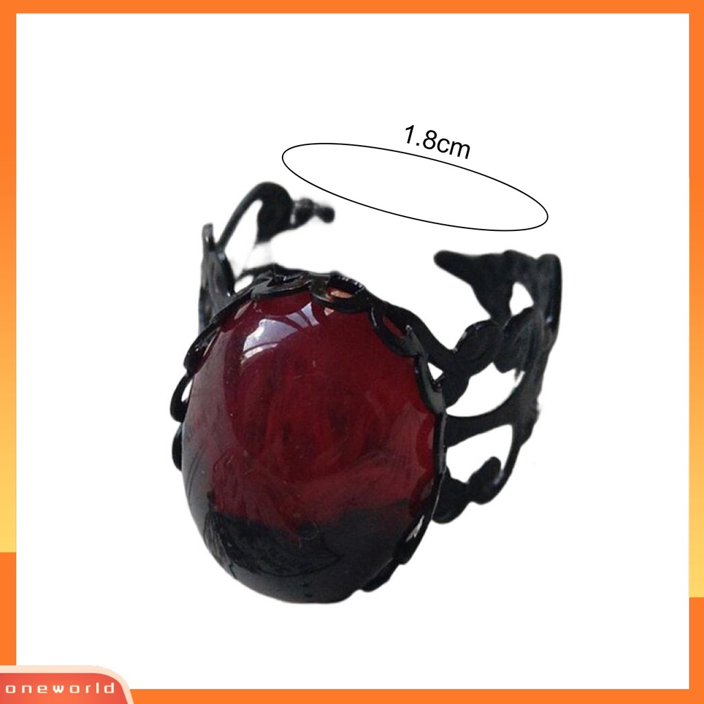 [EONE] Cincin Terbuka Kepribadian Geometris Adjustable Open Design Menawan Dekorasi Tahan Lama Vintage Gothic Merah Faux Kristal Cincin Aksesoris Perhiasan