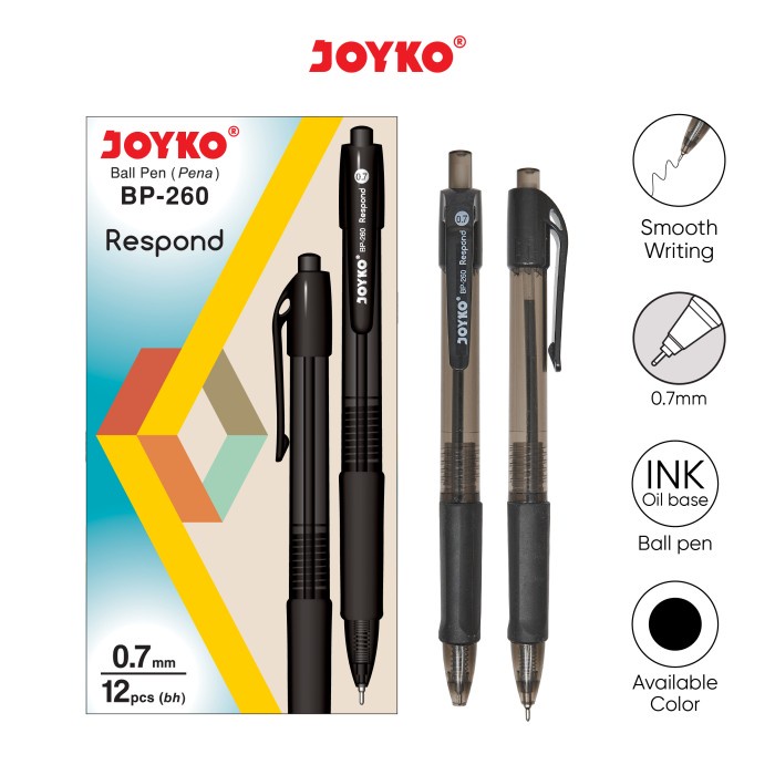 

Ball Pen Pulpen Pena Joyko BP-260 Respond 0.7 mm 1 Box 12 Pcs -RTUOLSP