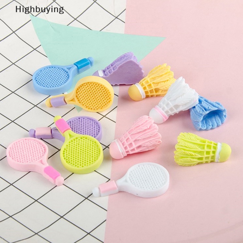 Hbid 10Pcs Simulasi Raket Badminton Mini Flatback Resin Cabochon Scrapbooking Untuk Phone Case Pakaian Dekorasi DIY Aksesoris Glory