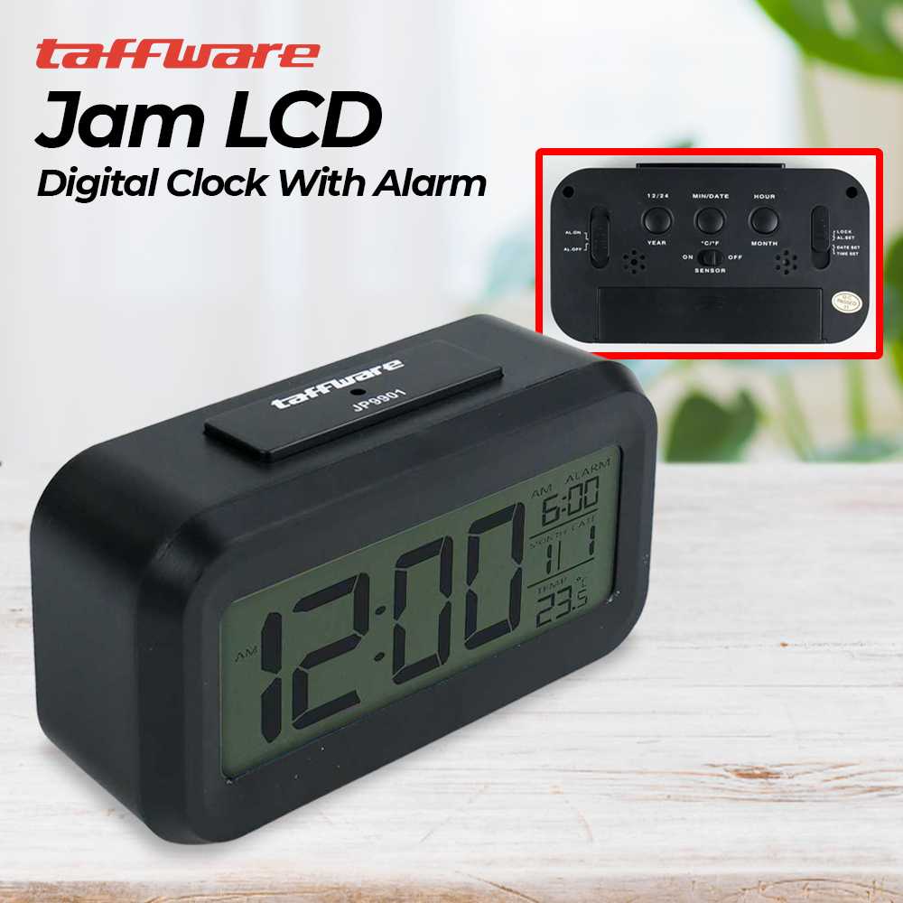 Taffware Fanju Jam LCD Digital Clock with Alarm dan Cek Suhu- JP9901