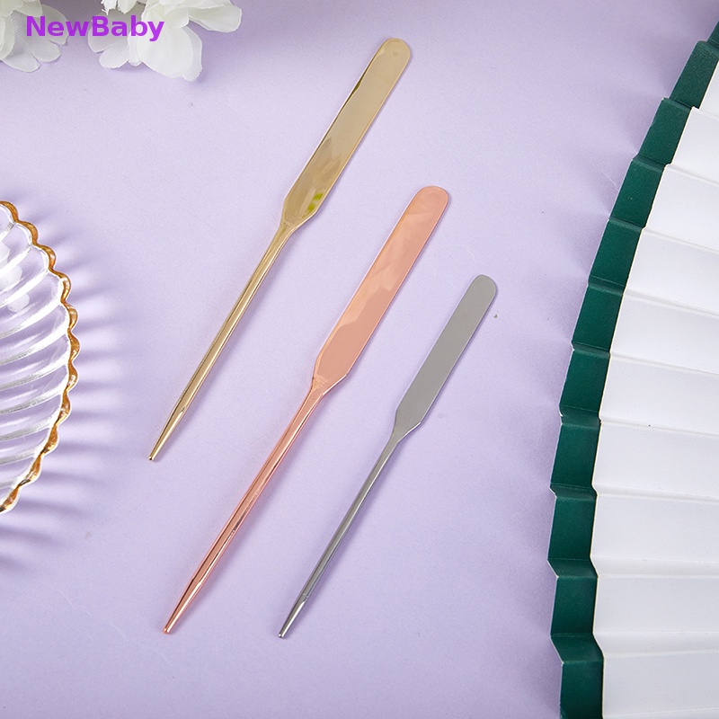 Newbaby Spatula Toner Makeup Kepala Ganda Bahan Stainless Steel Dengan Stik Pencampur Tas PU ID