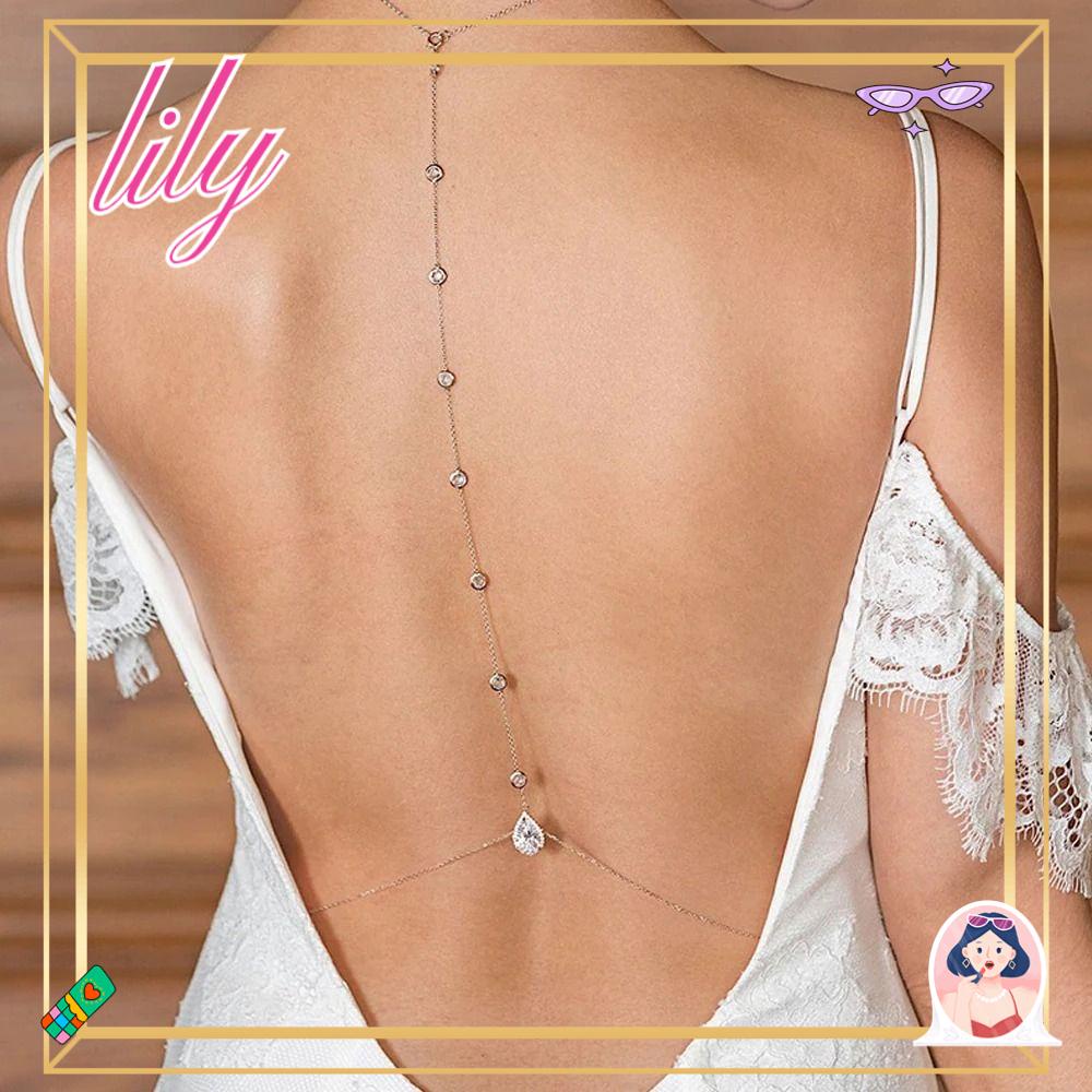 Lily Back Chain Flower Rantai Panjang Musim Panas Wanita Kalung