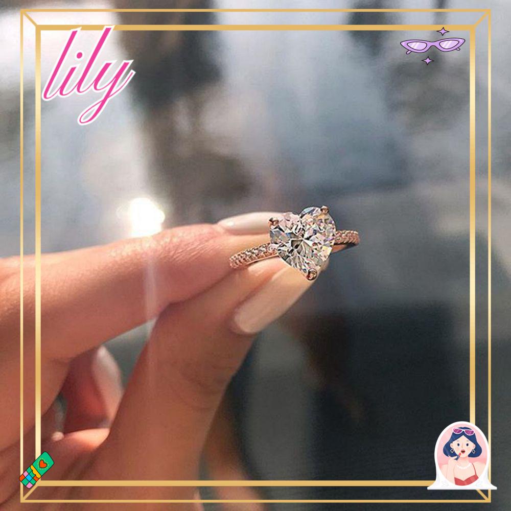 Lily Heart Ring Fashion Perhiasan Pernikahan Mewah Safir Putih