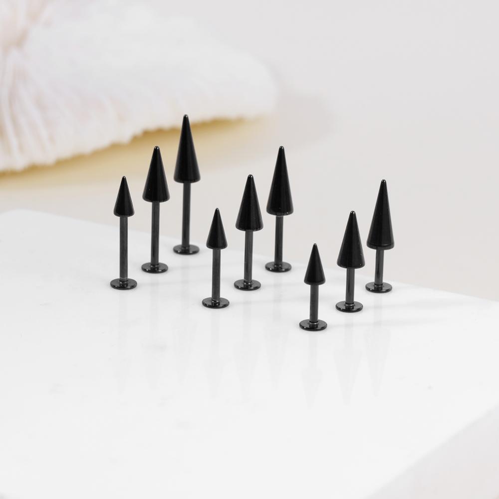 1pc6 /8/10MM Punk Panjang Spike Stainless Steel Labret Piercing Demon Elf Stud Earrings Cone Lip Stud Cartilage Conch Piercings