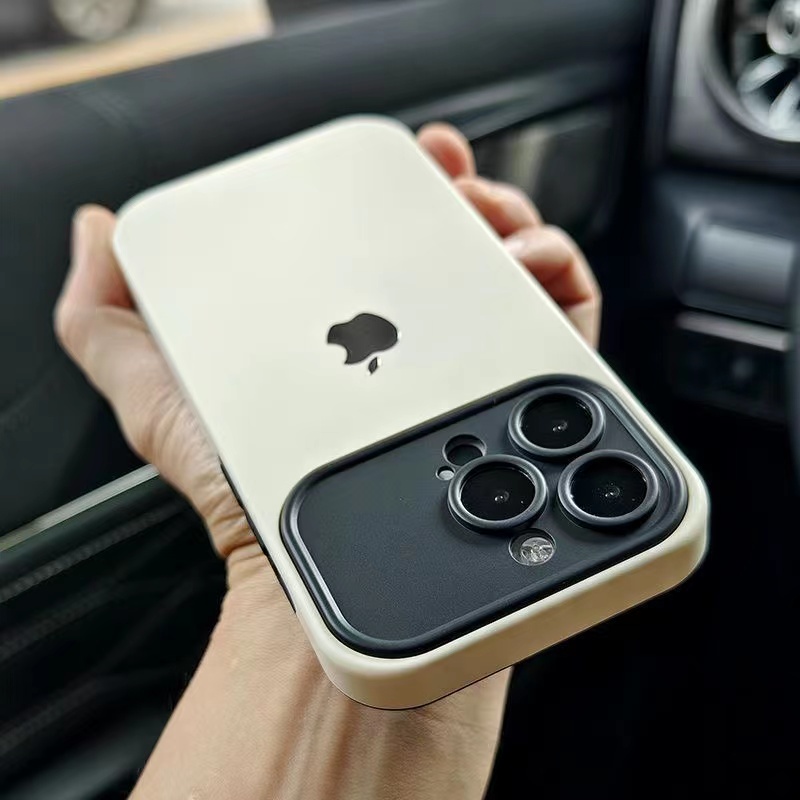 IPHONE Casing Silikon Jendela Besar Warna Kontras Cocok Untuk Iphone14 13 12 11 Pro X XS Max XR 14Plus Perlindungan Lensa Soft Case