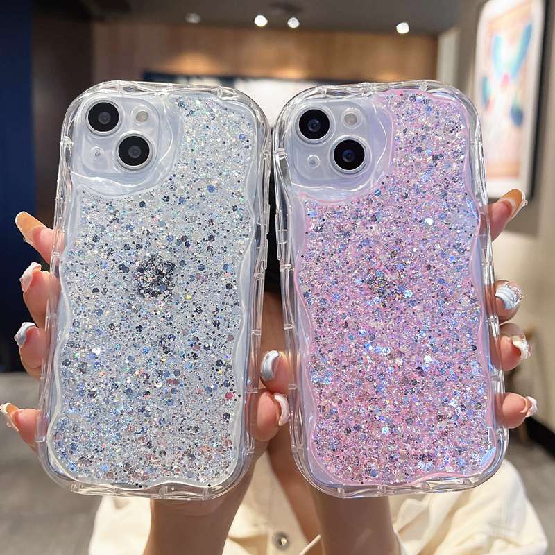 Cream Edge Bling Bling resin silver foil Silicone Case for IPhone 7 8 Plus X XS XR XS Max 11 13 12 14 PRO Max 14 Plus SE 2020 2022 Clear Phone Case for Girl Women Gift