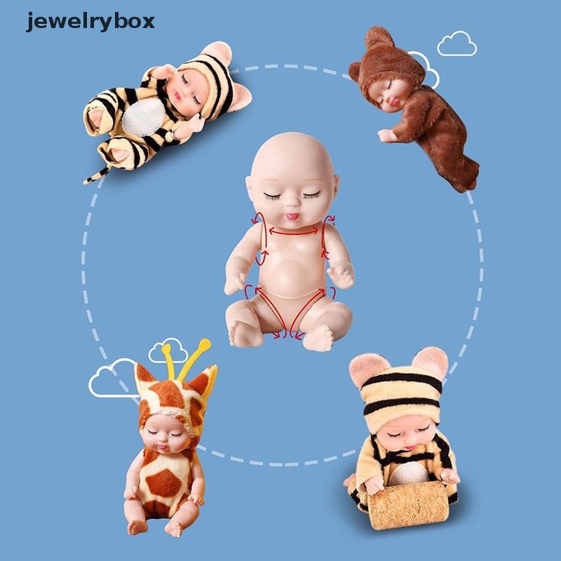 [jewelrybox] 1pc Sleep Baby Doll Hewan Lucu Baby Doll Tinggi 3.5inch Untuk Butik Mainan Anak