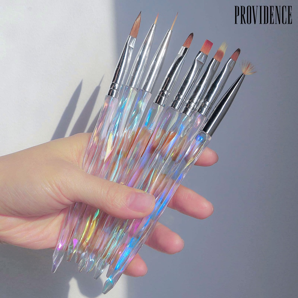 Providence 8Pcs/Set Lukisan Bunga Kuku Seni Brush Bulu Lembut Warna Gradien Non-slip Handle Manicure Tool Profesional Nail Liner Brush Nail Dotting Pen Perlengkapan Salon Kuku