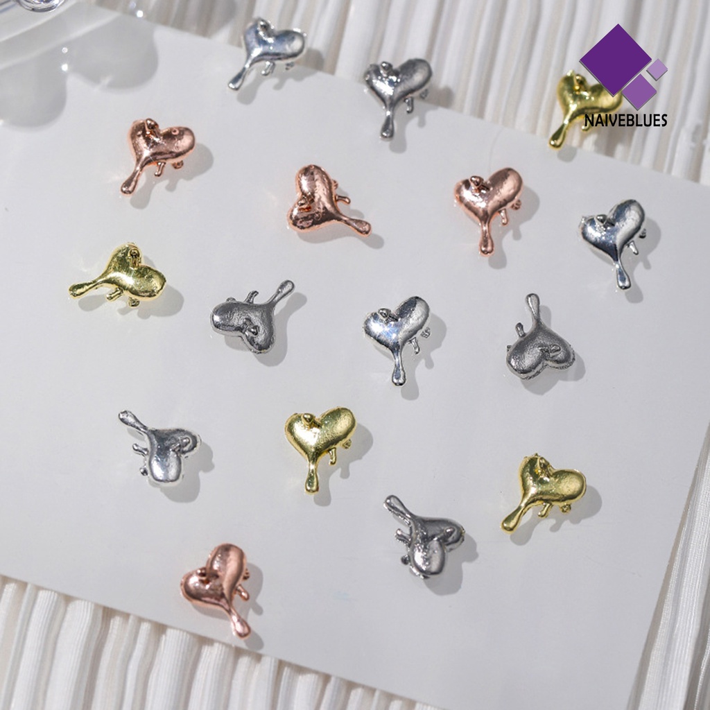 [naiveblues] 10pcs/set Nail Art Charms Multi-Warna Mengkilap Mini 3D DIY Aksesoris Kuku Cinta Hati