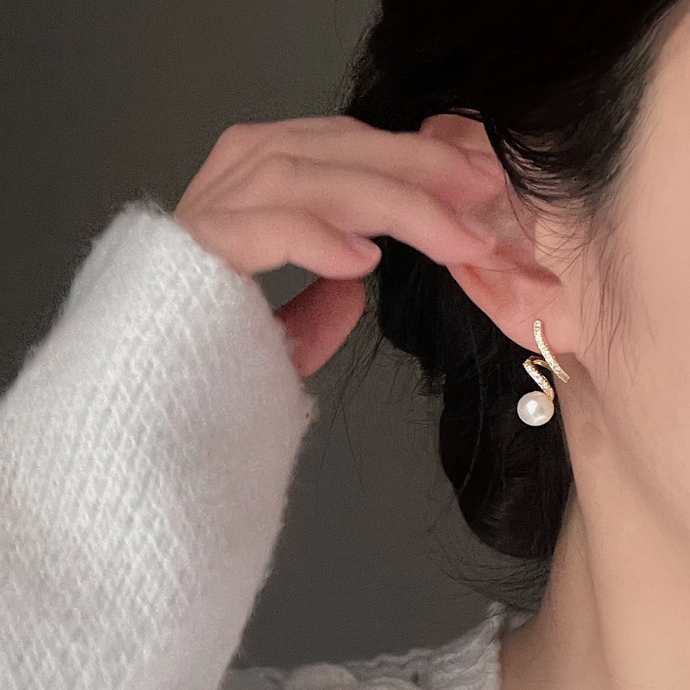 Yeezii Mutiara Emas Anting Tusuk Untuk Wanita Vintage Kristal Spiral Earring Aksesoris Perhiasan