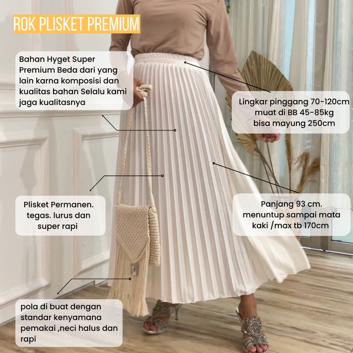Rok plisket murah 2 warna /Rok kerja panjang muslim/Rok wanita dewasa - Hitam