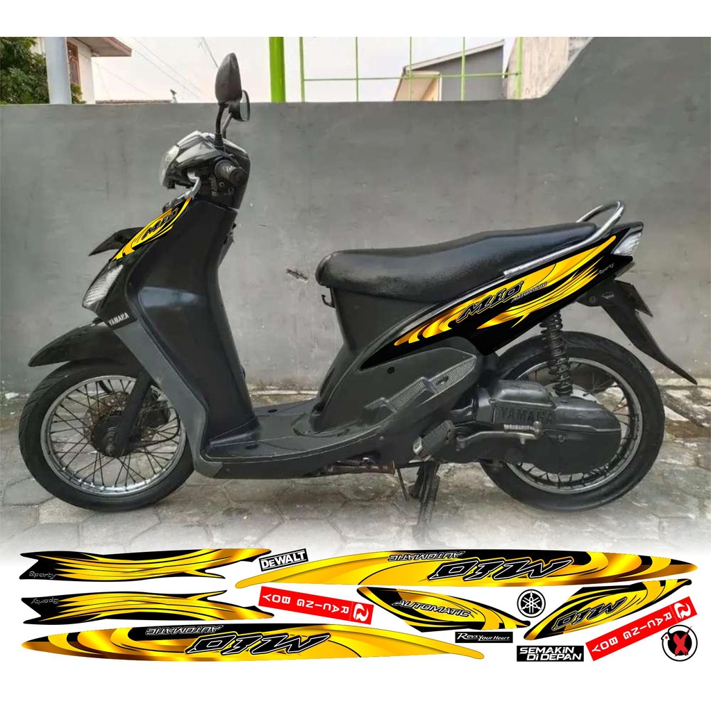 cod/sticker Striping MIO SPORTY dasar hitam lis gold 0.1 variasi striping