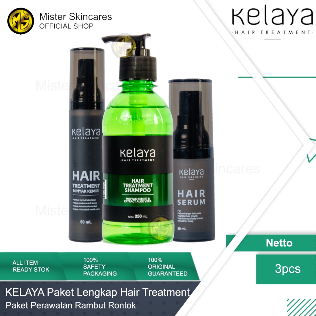 KELAYA Paket Perawatan Rambut Kelaya Hair Treatment Shampoo Minyak Kemiri Hair Serum