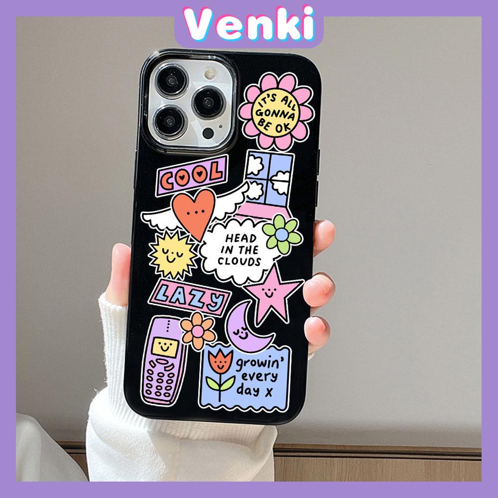 VENKI - For iPhone 11 iPhone Case Black Glossy TPU Soft Case Shockproof Protection Camera Cute Cartoon Compatible with iPhone 14 13 Pro max 12 Pro Max 11 xr xs max 7Plus 8Plus