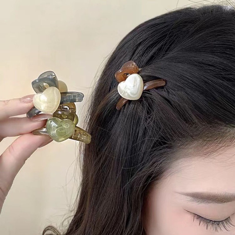 We Flower Trendi Mutiara Hati Kecil Akrilik Rambut Cakar Klip Untuk Wanita Perempuan Korea Permen Warna Mini Rambut Mengepang Klem Jepit Rambut Fashion Aksesoris Rambut