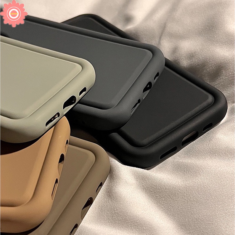 Case Silicon Cair Kompatibel Untuk IPhone 7Plus 8Plus XR 11 14 13 12 Pro MAX 6 6S 7 8 Plus X XS MAX SE 2020 Menebal Airbag Shockproof Matte Polos Mewah Simple Soft Cover