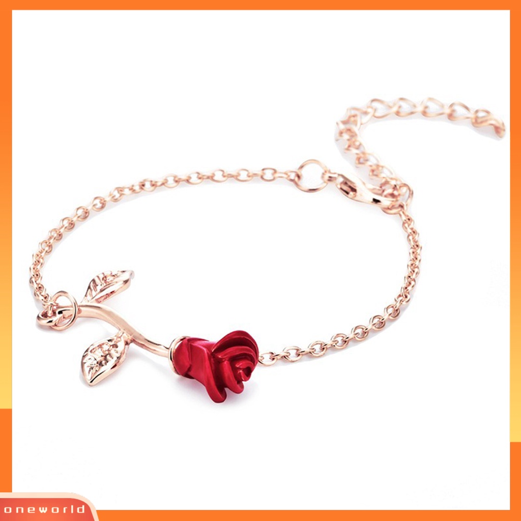 [EONE] Wanita Gelang Rose Adjustable Rantai Perhiasan Electroplating Tahan Lama Bracelet Untuk Pesta