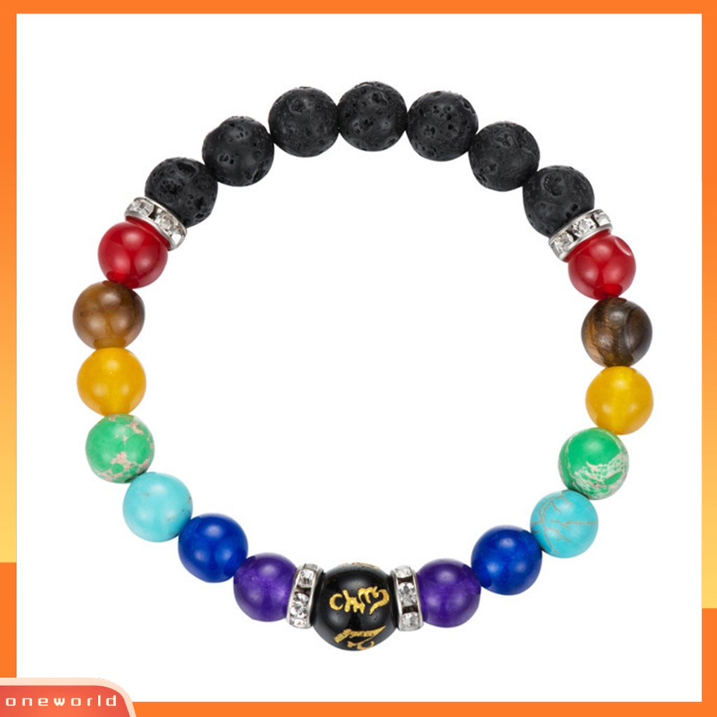 [EONE] Gelang Yoga Warna-Warni Buatan Batu Vulkanik Bentuk Geometris Handmade Eye-catching Healing Anxiety Aksesori 7gelang Batu Penyembuhan Cakra Untuk Kerja