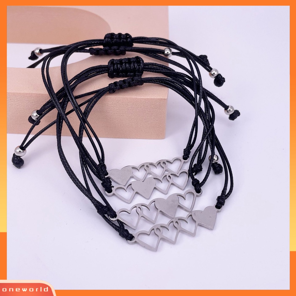 [EONE] 3/4pcs Gelang Couple Adjustable Hand Made Hias Nyaman Dipakai Dipoles Tinggi Dekorasi Colorfast Hollow Matching Jarak Jantung Gelang Perhiasan Aksesoris