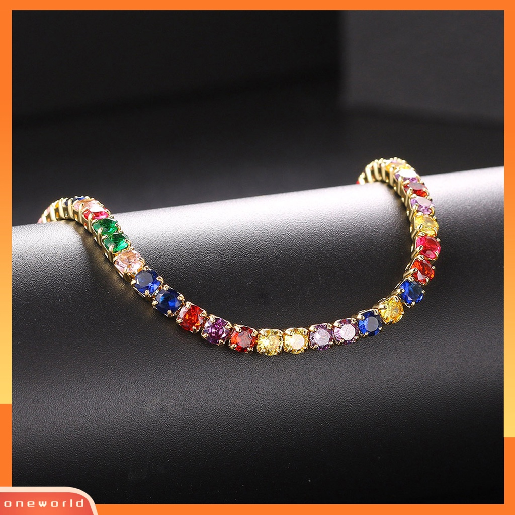 [EONE] Kalung Choker Geometris Hip Hop Perhiasan Warna-Warni Berkilau Kalung Perhiasan Hadiah