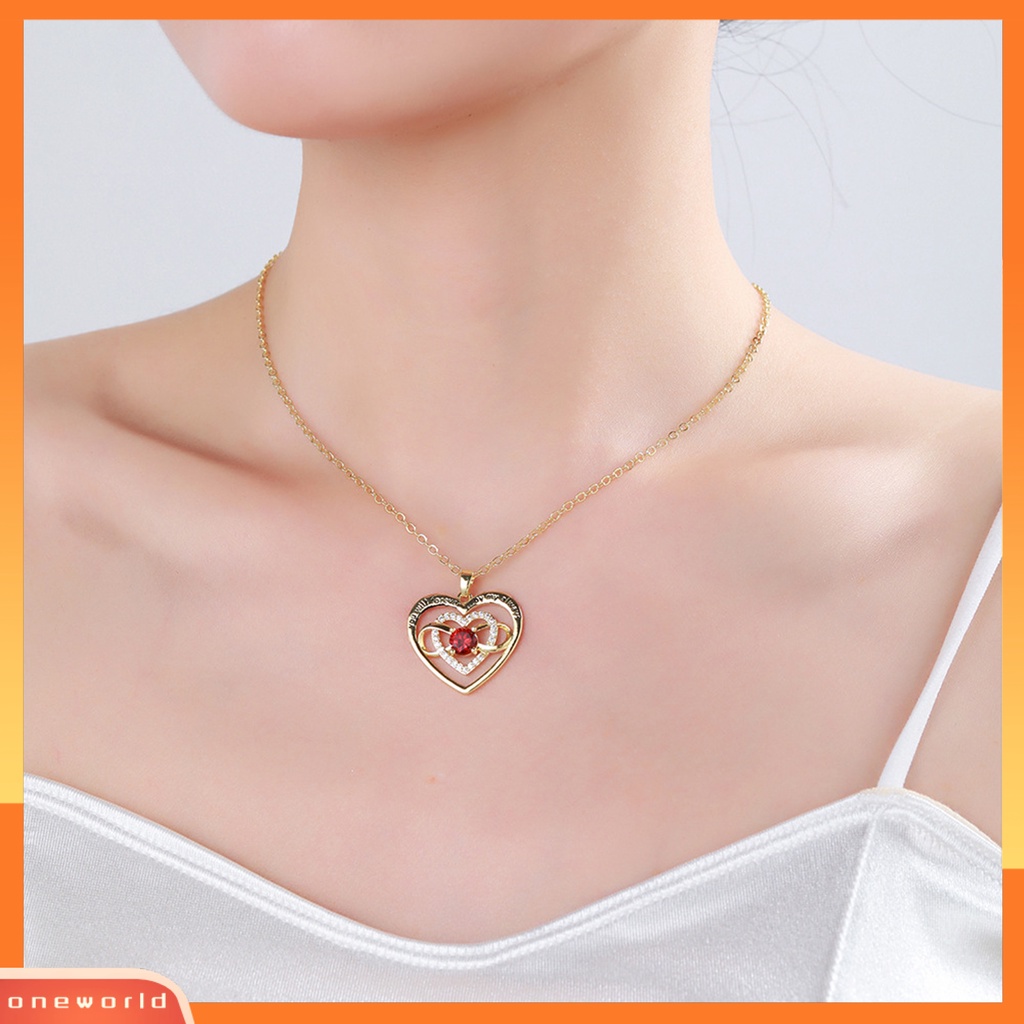 [EONE] Women Necklace You Will Forever by My Always Love Heart Pendant Hadiah Hari Ibu Berlian Imitasi Tertanam Ladies Necklace Fashion Jewelry