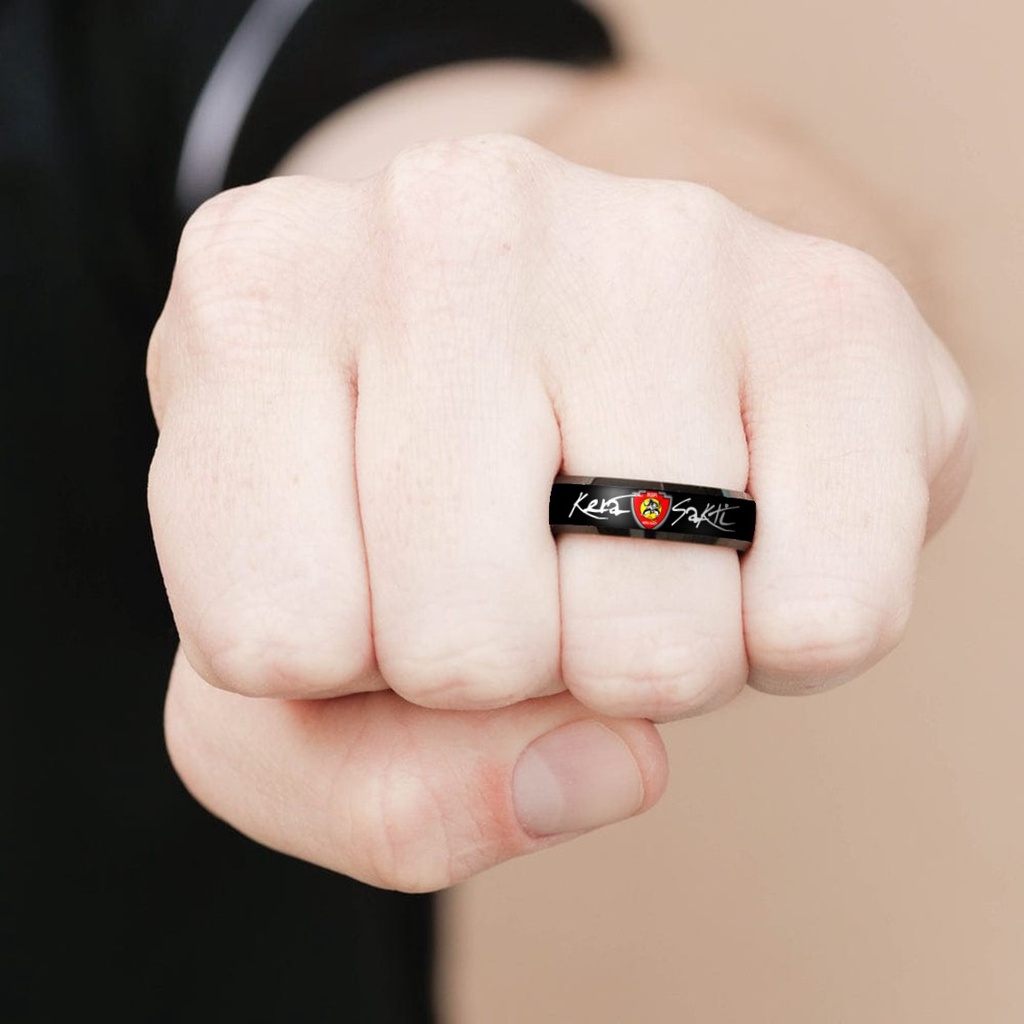 BLACK EDITION CINCIN IKSPI HITAM PENDEKAR SILAT KERA SAKTI SIMPLE ELEGAN BAHAN STAINLESS STEEL PREMIUM ANTI KARAT