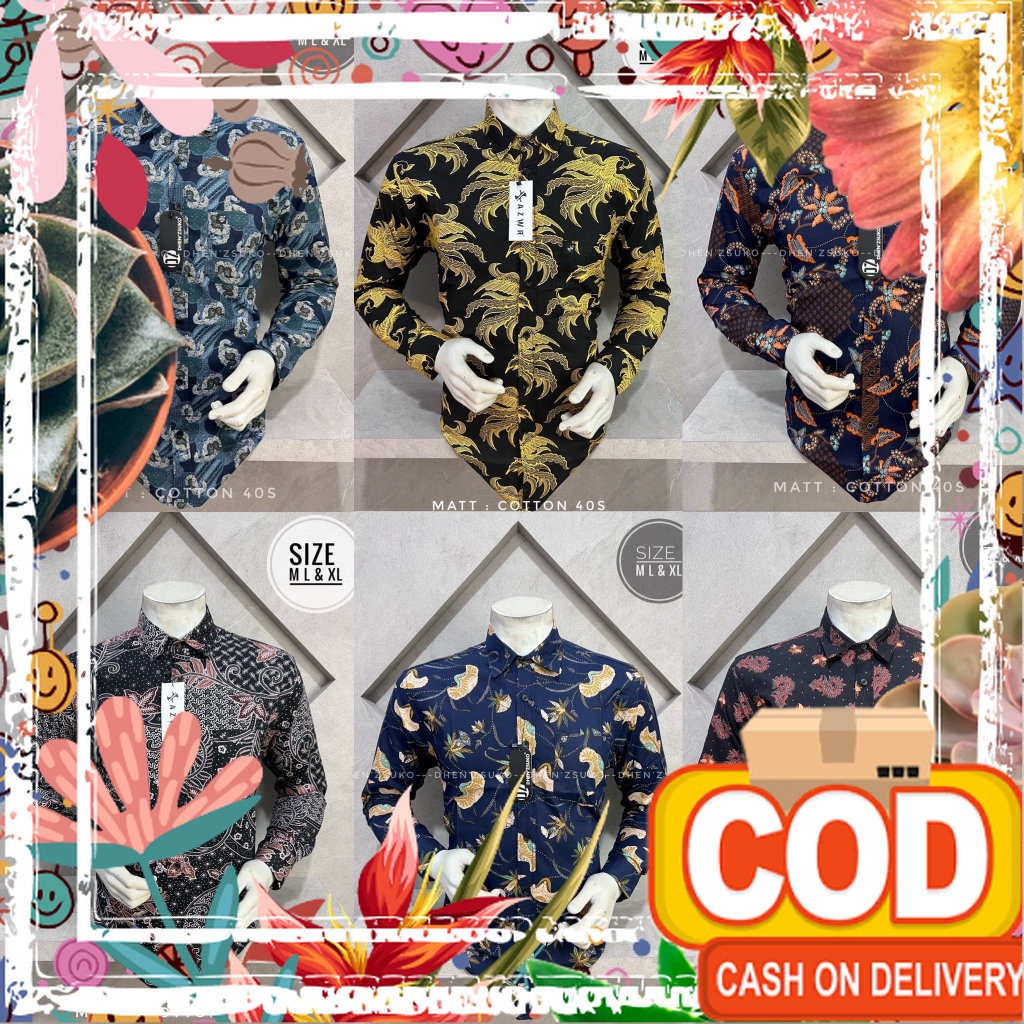 Kemeja Batik Pria Lengan Panjang Motif Modern Original by AZWR/ Versi terbaik