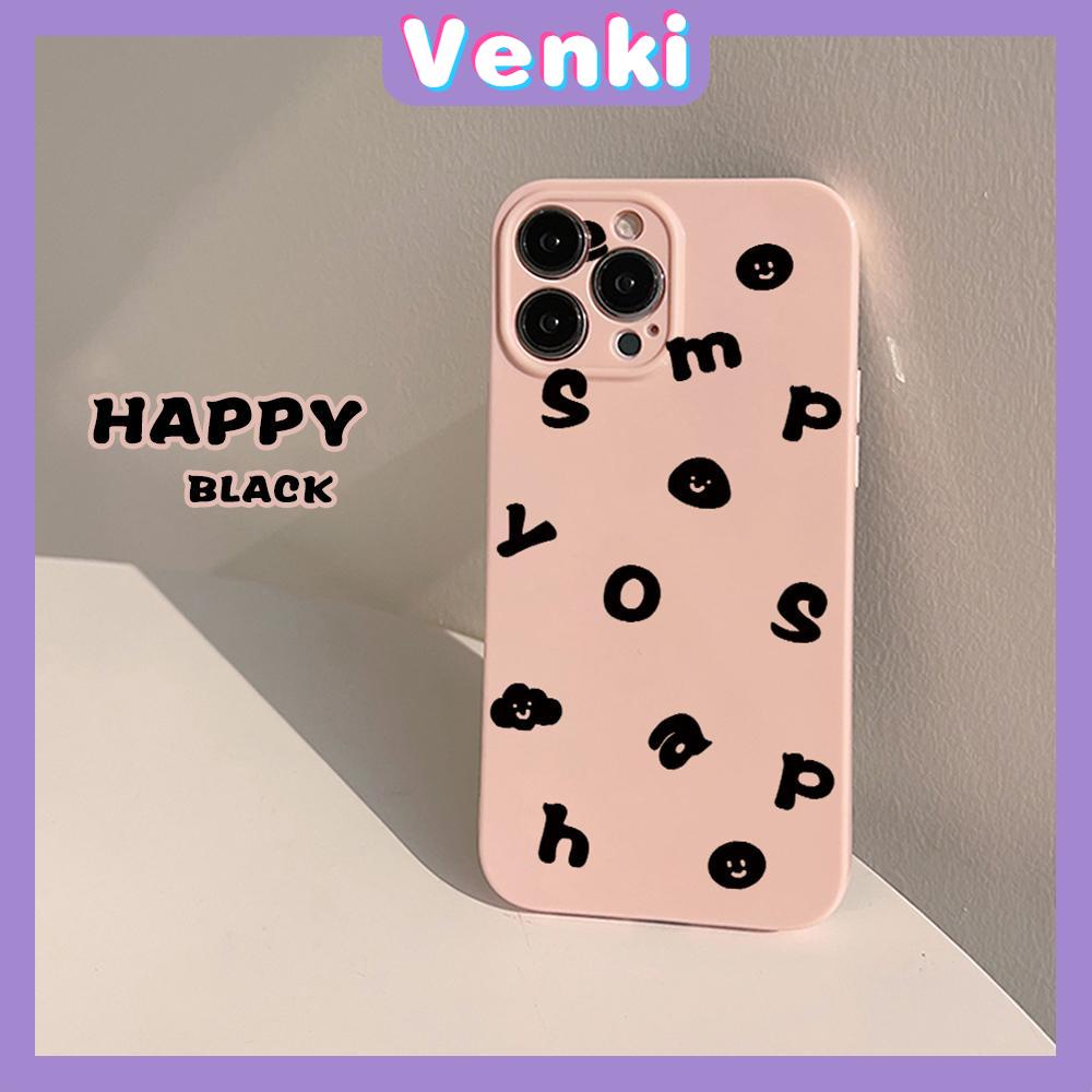 VENKI - For iPhone 11 iPhone Case Pink Glossy Film TPU Soft Case Shockproof Photo Case Protective Alphabet Smile Compatible with iPhone 14 13 Pro max 12 Pro Max xr xs max 7 8Plus