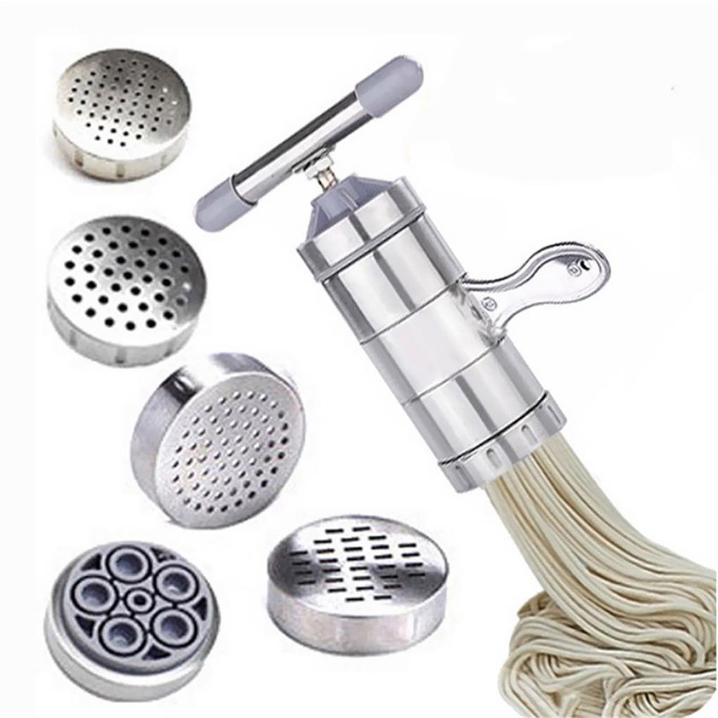 Alat Pembuat Mie Manual Stainless Steel Dengan 5cetakan Berbeda Mesin Pembuat Pasta Rumah Tangga