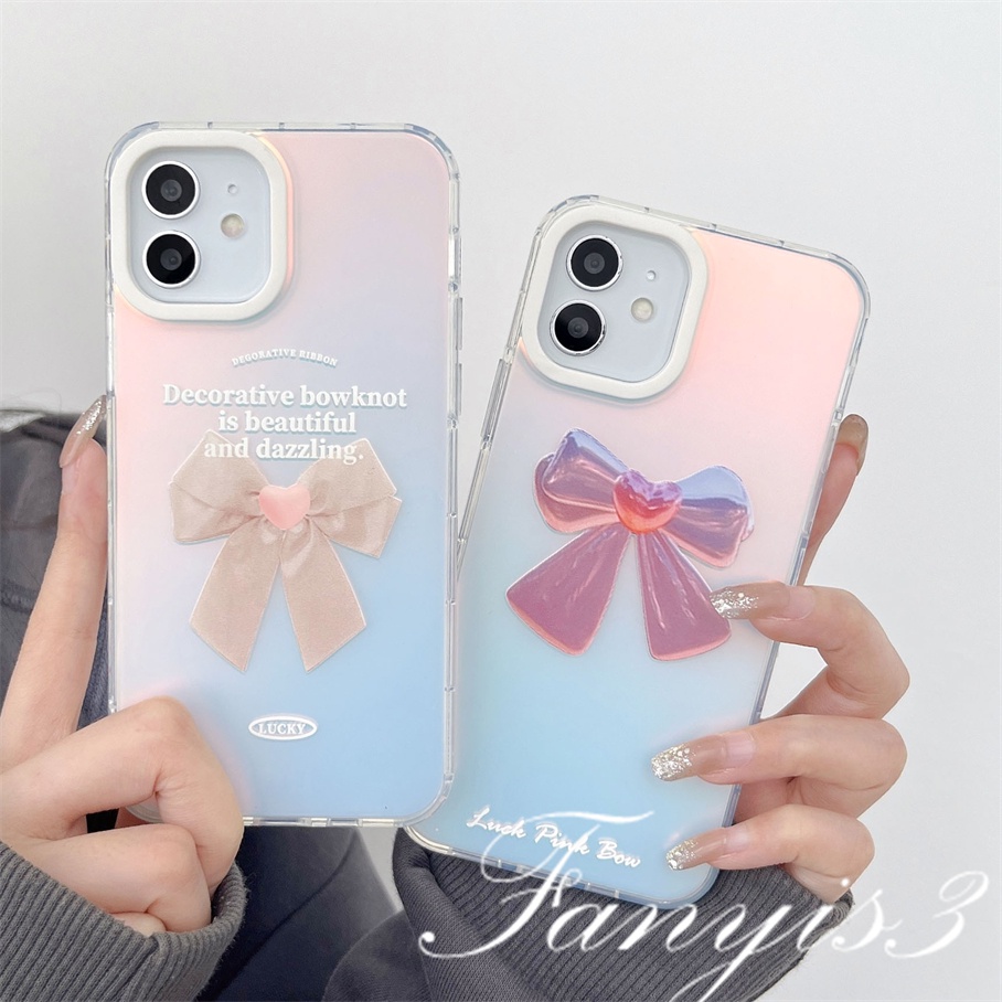 Compatible For IPhone 14 13 12 11 Pro Max X XR Xs Max 8 7 Plus SE 2020 Kompatibel Untuk Ikatan Simpul Cantik IMD Gradiasi Laser Casing Ponsel TPU Lembut Shockproof Cover Pelindung