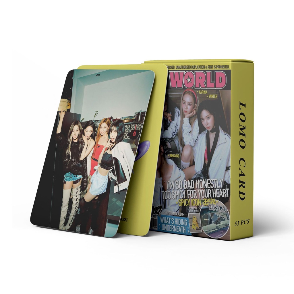 55pcs/box AESPA MY WORLD Photocards GISELLE WINTER KARINA NINGNING Kartu Lomo2023Kartu Pos Kpop
