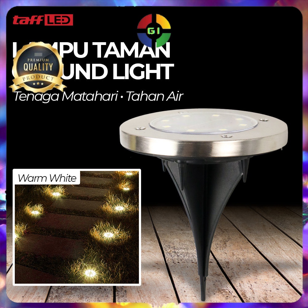 Lampu Taman Hias Tanam Ground Light Solar Waterproof 8 LED Warm White