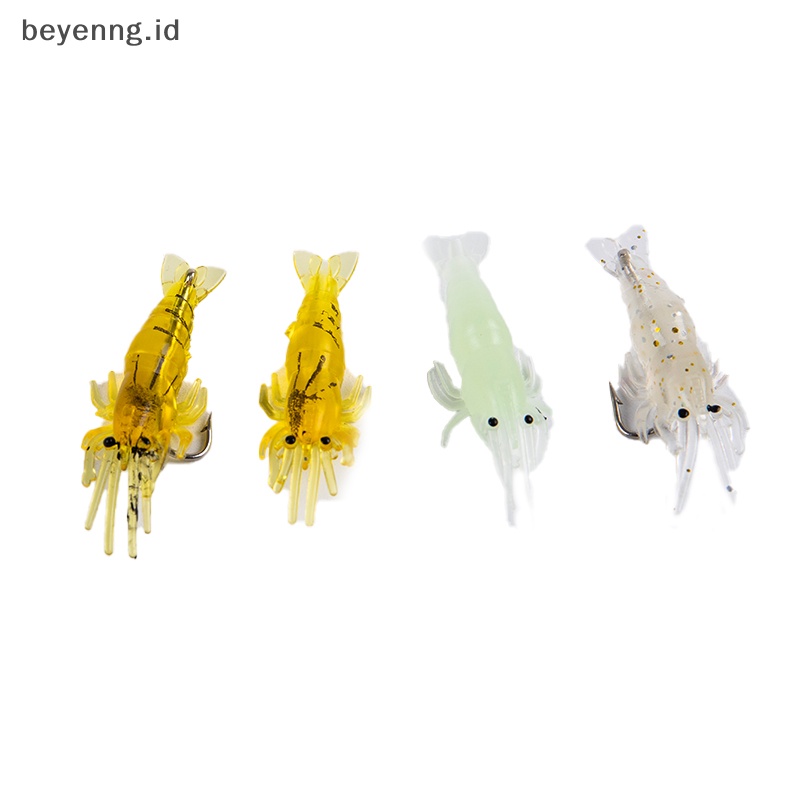 Beyen 10Pcs 4cm Cacing Umpan Udang Lembut Buatan Untuk Memancing Umpan Hook Engkol Lures ID