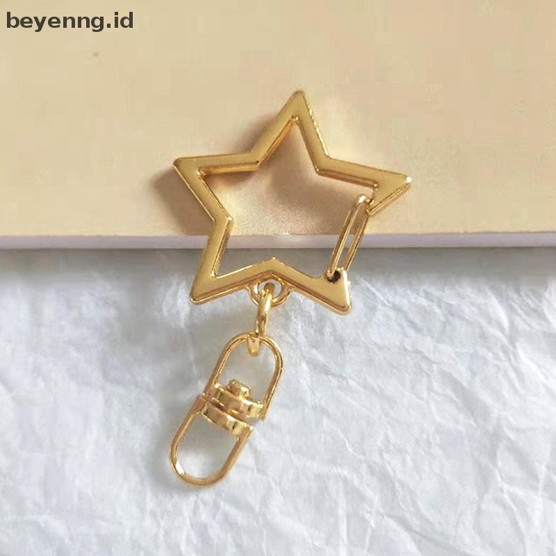 Beyen 10pcs Bintang Pentagram Berongga Gantungan Kunci Key Ring DIY Aksesoris Lobster Clasp ID