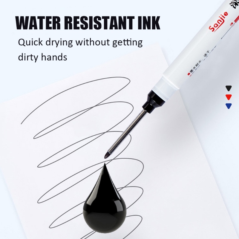 [Unggulan] Deep Hole Long Nib Head Marker 20MM Merah/Hitam/BlueInk Penanda Kepala Panjang Metal Perforating Pen Kamar Mandi Woodworking Dekorasi Spidol Lubang Dalam Serbaguna