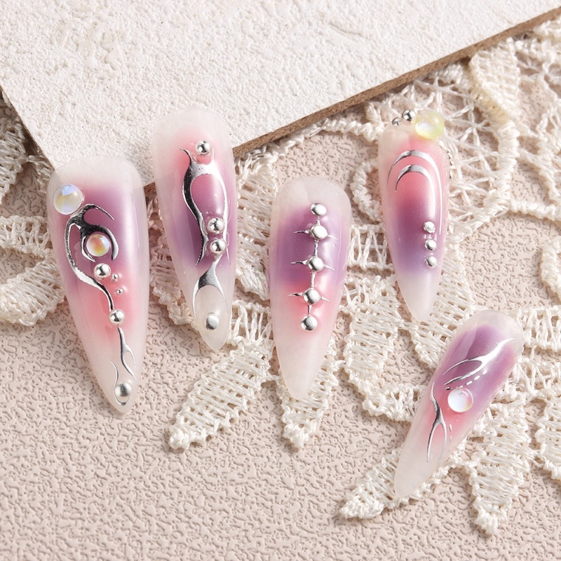 Indah Garis Geometris Api Stiker Kuku 3D Tahan Lama Self-Adhesive Nail Decals Gold Bronzing Gothic Manicure Decor