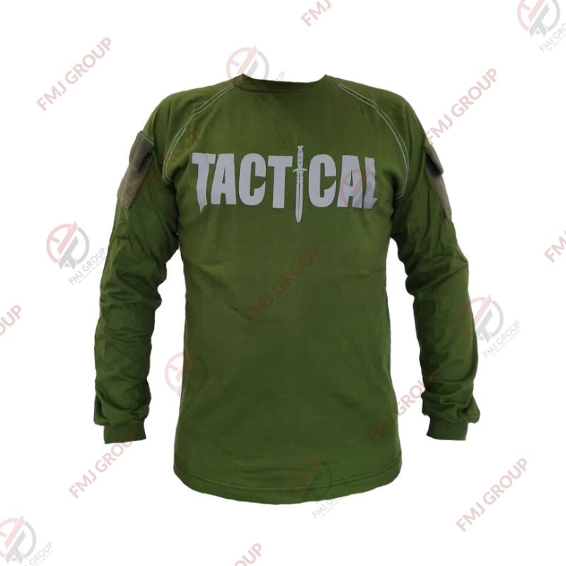 Kaos TACTICAL Hijau Army / Kaos Panjang TACTICAL Pol PP / Kaos Sablon TACTICAL