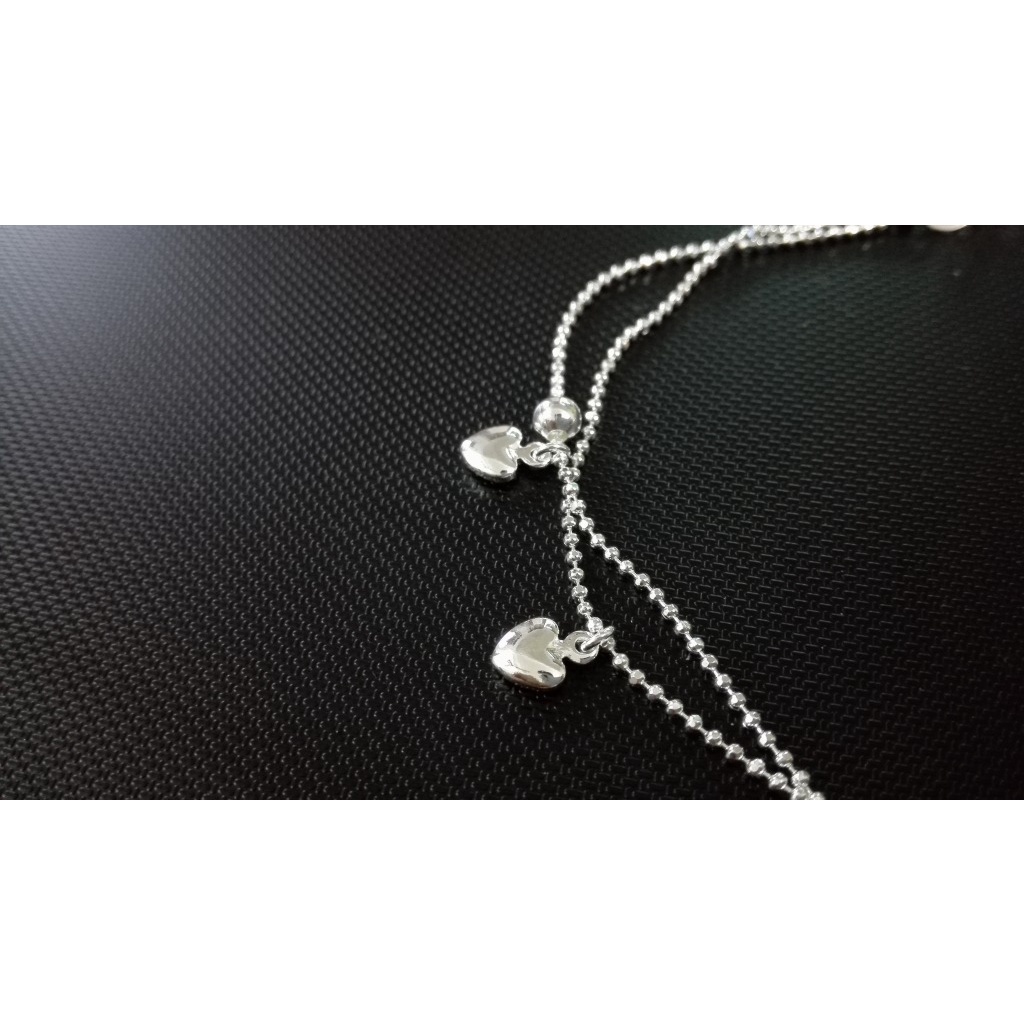 Goldkingdom Aksesoris Perhiasan Fashion Ready Stock Gelang Kaki Berbentuk Hati Padat Dua Lapis Korea.