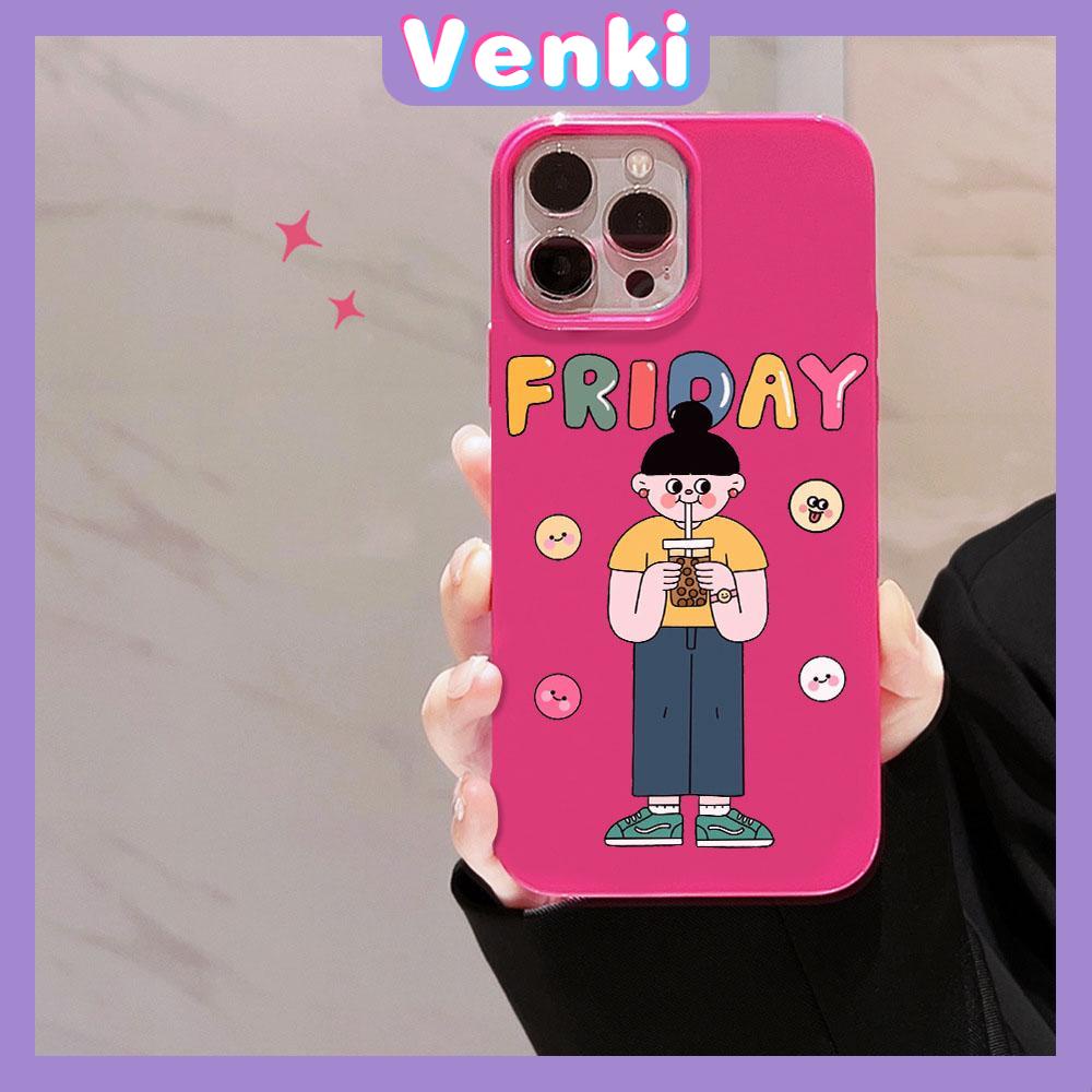 VENKI - For iPhone 11 iPhone Case Red Glossy TPU Soft Case Shockproof Protection Camera Cute Drink Girl Compatible with iPhone 14 13 Pro max 12 Pro Max xr xs max 7Plus 8Plus