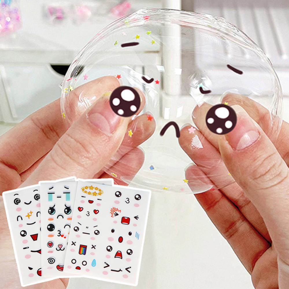 Timekey 10lembar Ekspresi Wajah Lucu Stiker Tahan Air PVC Stiker DIY Nano Tape Gelembung Dekorasi Stiker Untuk Botol Thermal Mug Cangkir H3Q8