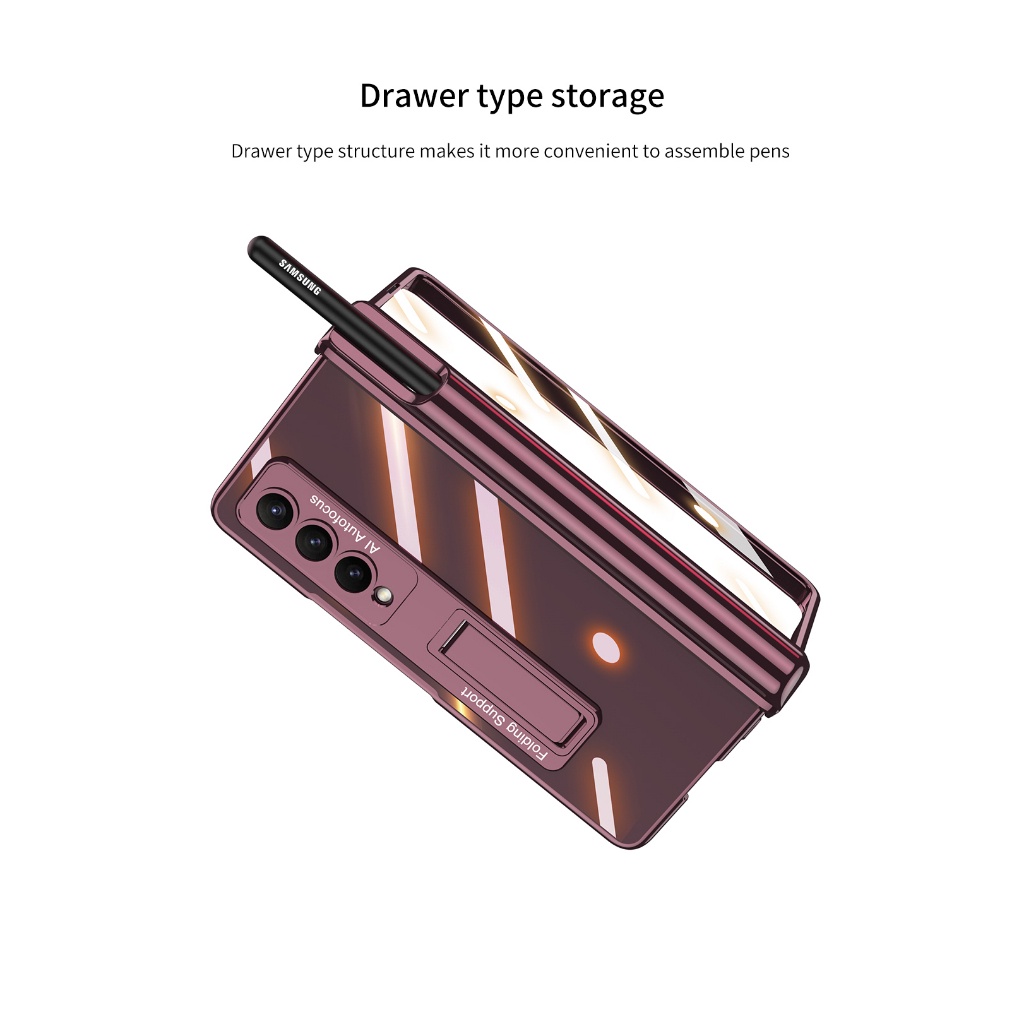 Folding Phone Case For Samsung Z Fold 4 - Fold 3 Phantom With Magnetic Pen Holder Hinge