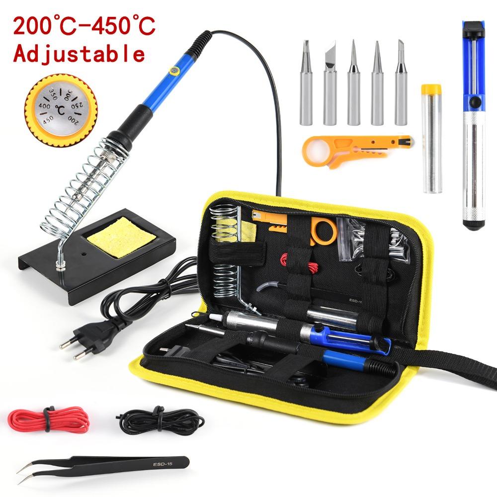 TOP 15pcs /set Solder Kit Portable Adjustable Soldering Irons Peralatan Las