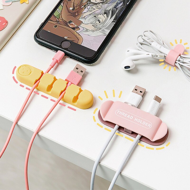 Silicone Desktop Cable Fixer Kabel Data Organizer Tetap Headphone Kabel Klip Kawat Organizer Manajemen Kabel