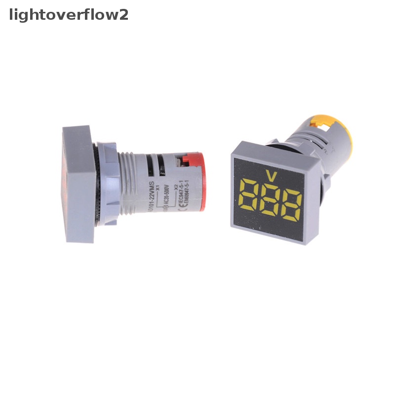 [lightoverflow2] 22mm AC12-500V Voltmeter Panel Persegi LED Digital Voltage Meter Lampu Indikator [ID]