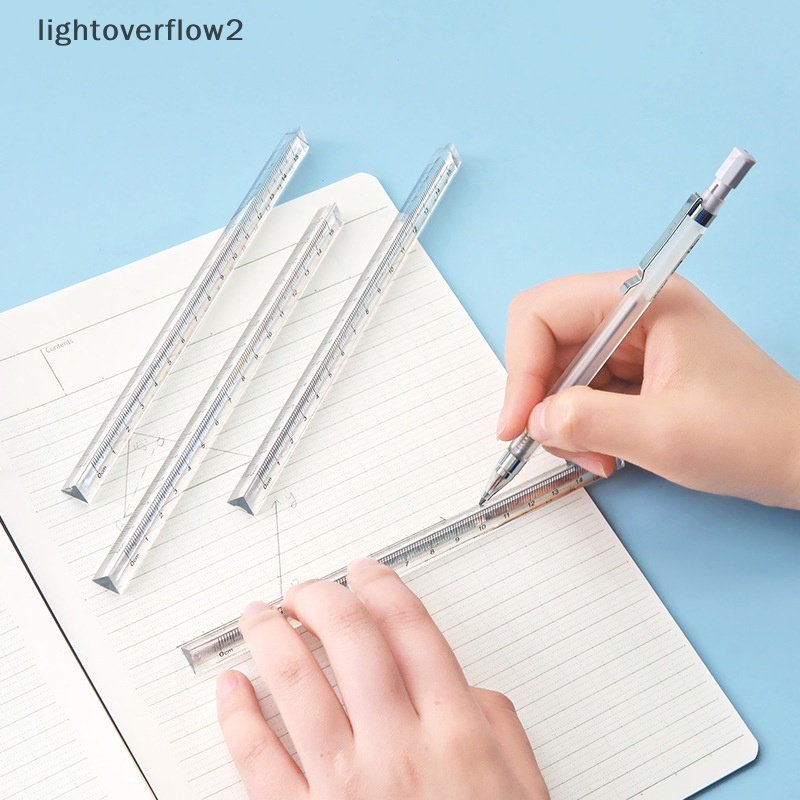 [lightoverflow2] Penggaris Lurus Segitiga Transparan Sederhana Kawaii Tools Alat Tulis Siswa Gambar Kartun Hadiah Kantor Sekolah Alat Ukur [ID]