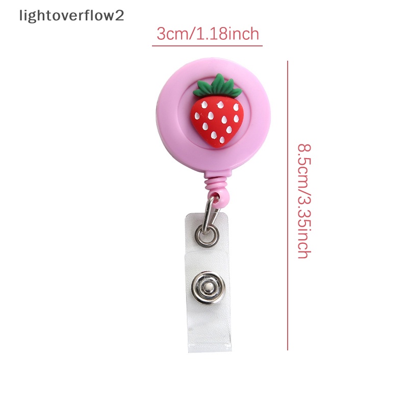 [lightoverflow2] Kartun Hewan Buah Ditarik Lencana Reel ID Nama Staf Bus Kartu Kerja Cover Case Klip Badge Holder Klip Perlengkapan Kantor [ID]
