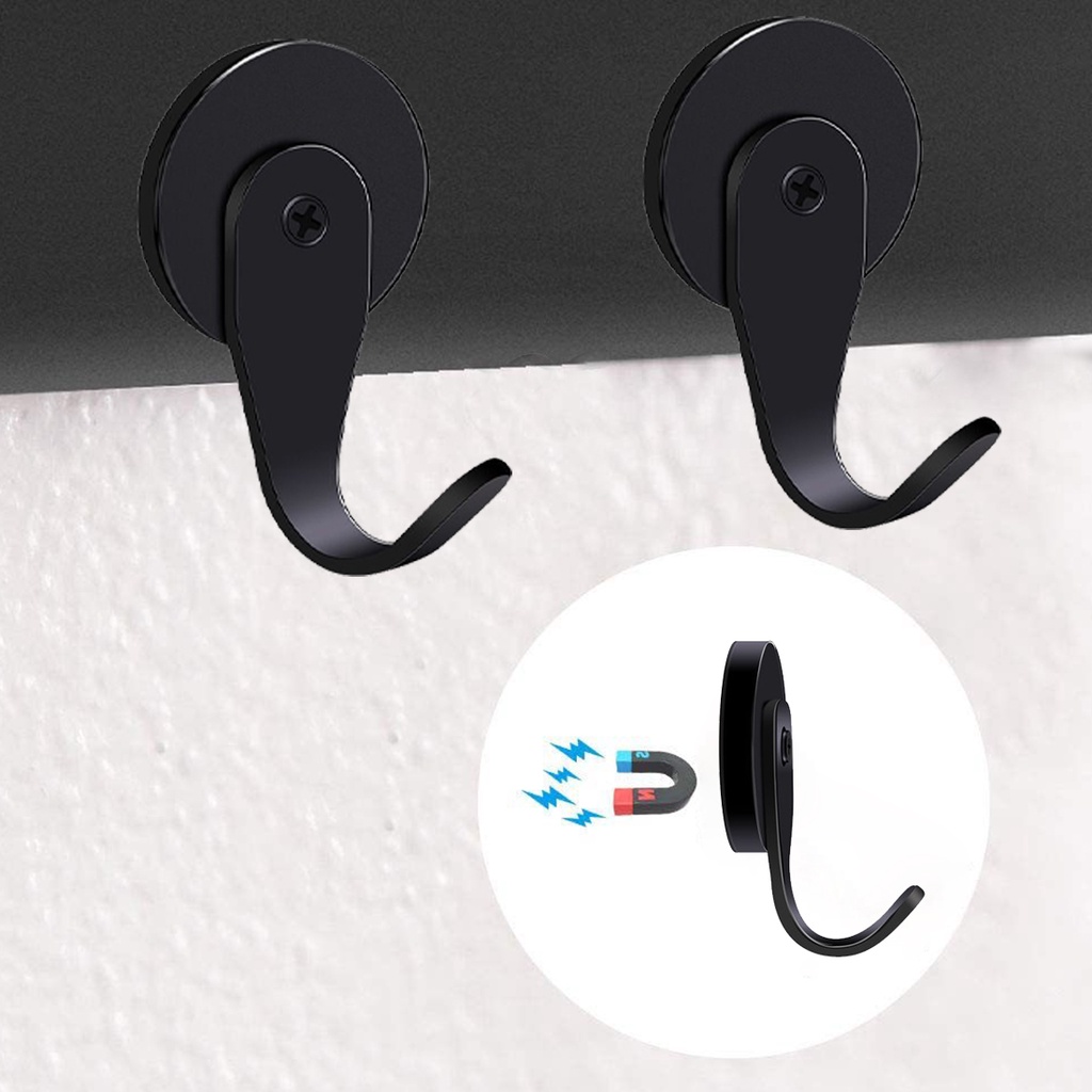 New Strong Magnetic Hook Gantung Di Pintu Alat Finishing Indoor Magnet Logam Berat Hitam Kait Kulkas Dapur Cocok Untuk Pintu Metal