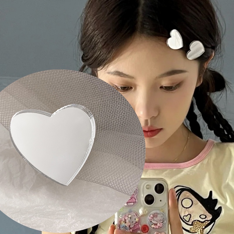 Jepang Japan Korea Selatan Gaya Baru Cermin Love Heart Peach Heart Sweet Cute Classy Need Mini Hair Clip